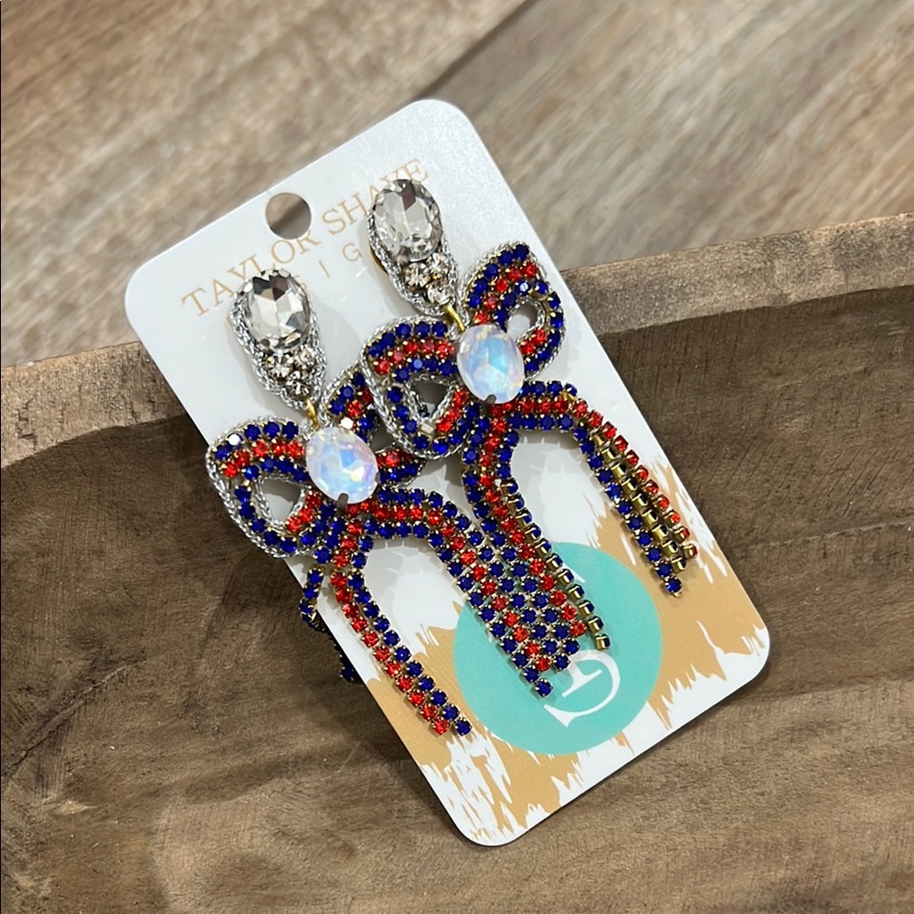 Glamorous Multicolor Bow Earrings